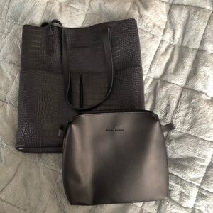 Navy Snake Print Tote